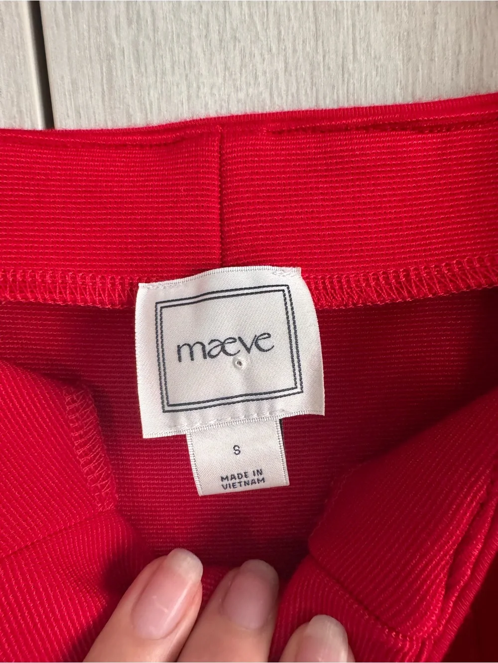 Maeve Red Button-Front Crop Top & Tailored Pants Set